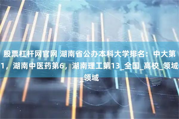 股票杠杆网官网 湖南省公办本科大学排名：中大第1，湖南中医药第6，湖南理工第13_全国_高校_领域