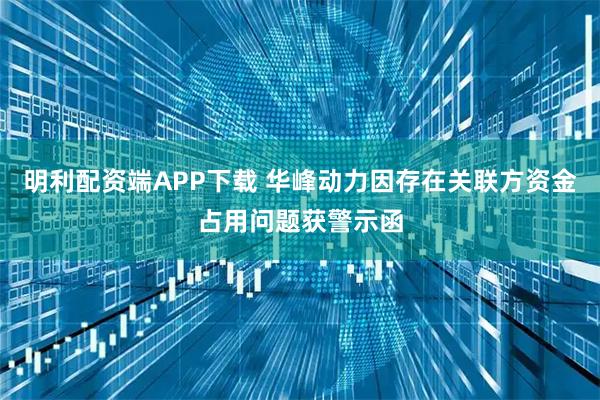 明利配资端APP下载 华峰动力因存在关联方资金占用问题获警示函